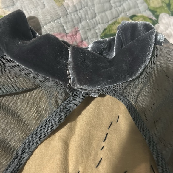 Ilógea leotard body suit gray/ silver long sleeve mesh appliquéd sz l custom - Picture 3 of 8